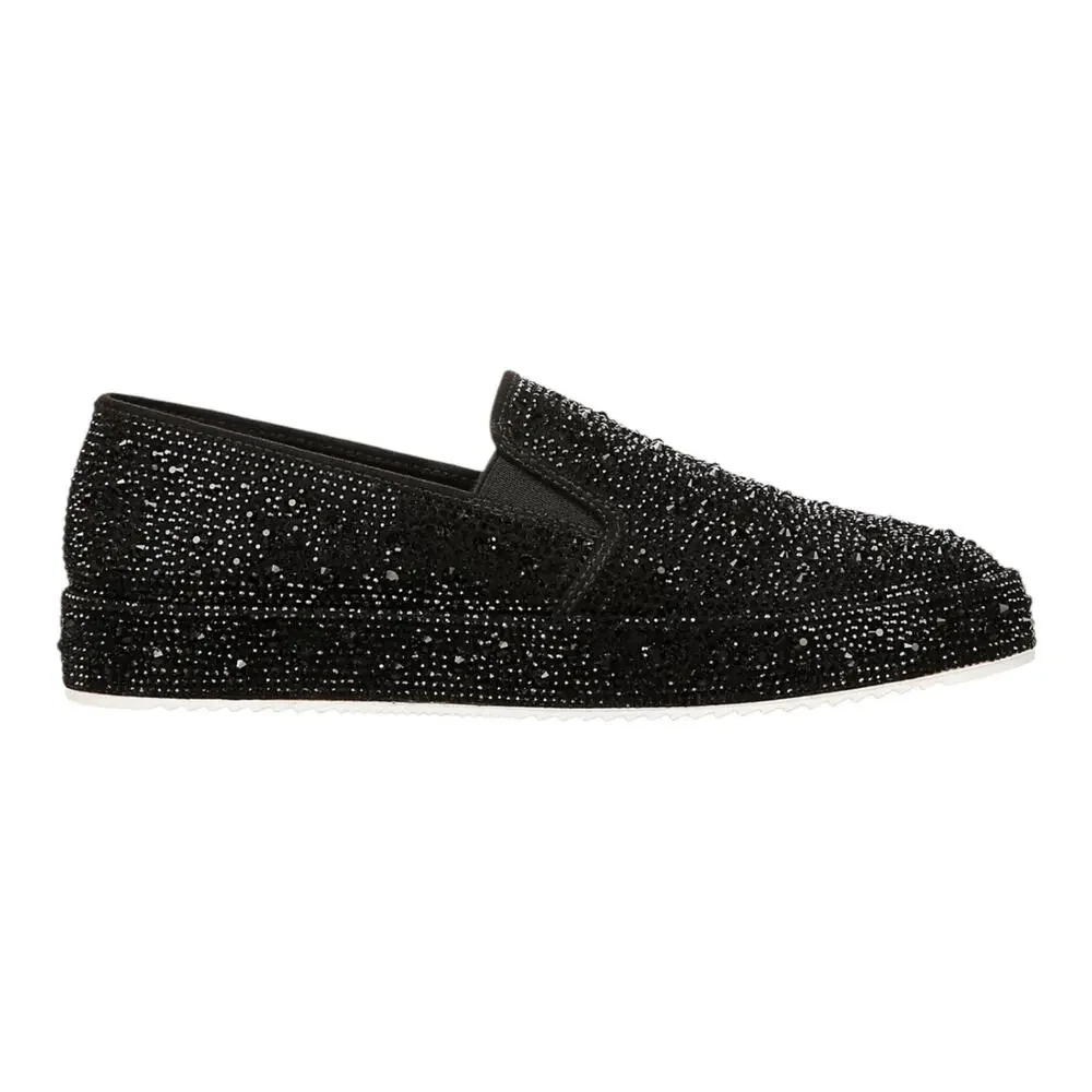 INC Women's Lenna Slip On Embellished Sneakers Black Bling Size 9 1/2